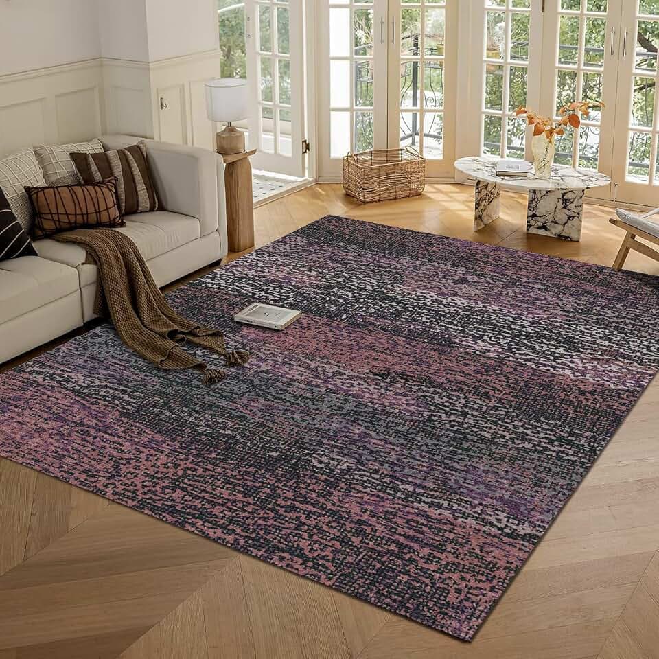 RUGSURE Washable Area Rug - 1/6 Thick - Stain & Water Resistant Non-Slip - Resistant Rug for Living Room, Bedroom, Nursery, Pet & Child Friendly, Vintage Charm Area Rugs (Burgundy, 5' x 7')