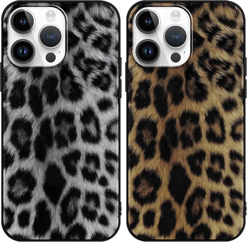 Saqmkil 2 Stück Hülle für iPhone 16 Pro Max 6,9 Zoll, Aesthetic Leopard Muster Design Mädchen Frauen Handyhülle, Slim Silikon Süßes Motiv Kratzfeste Stoßfest Case Schutzhülle für iPhone 16 Pro Max