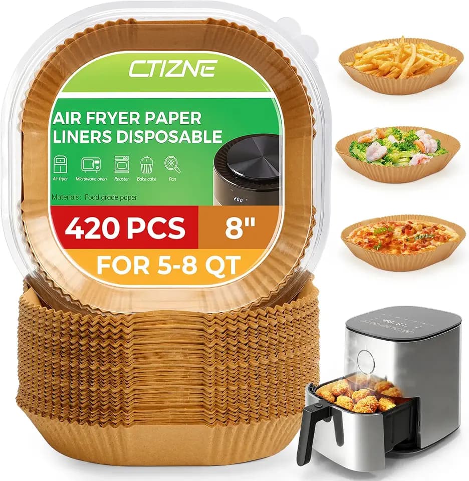 CTIZNE 420Pcs Air Fryer Liners Disposable 8 Inch Square for 5-8 Qt Basket