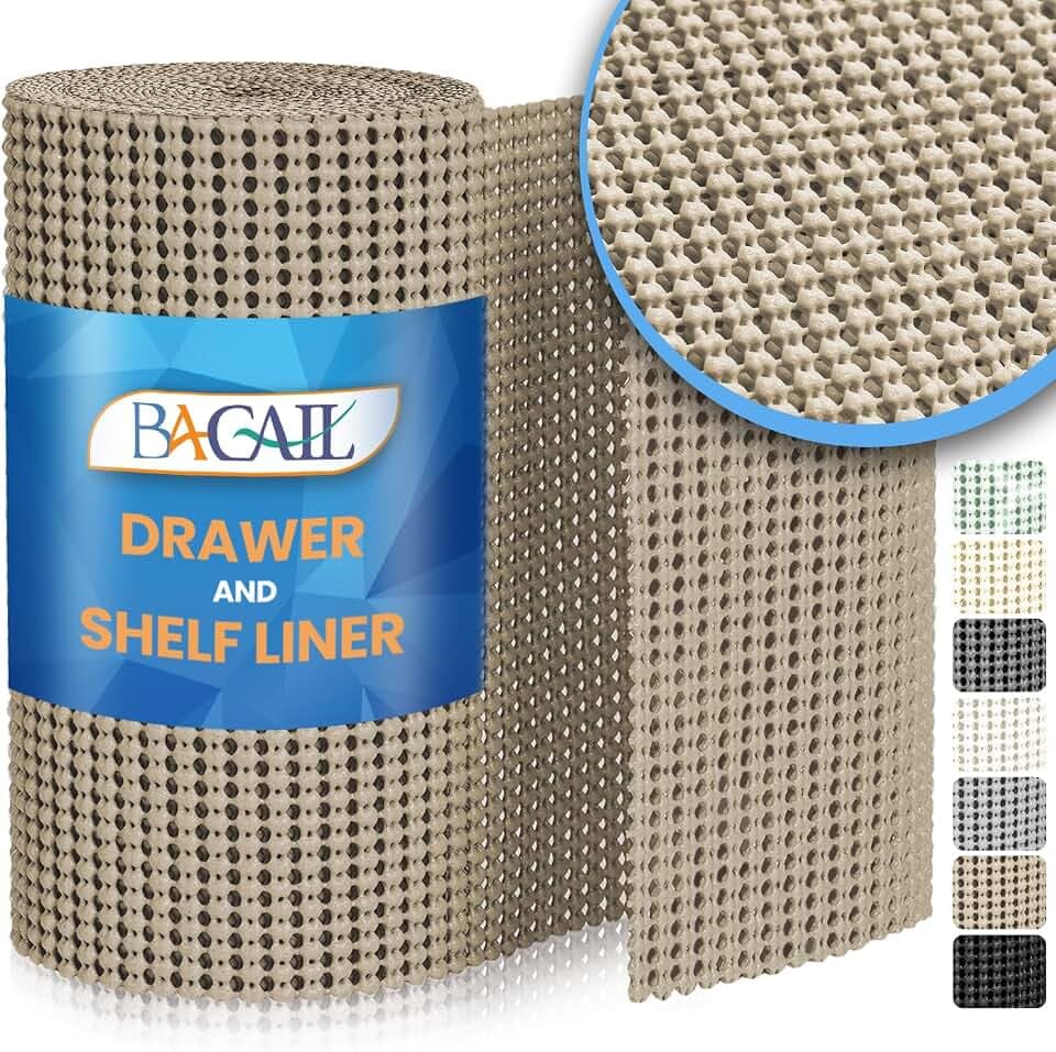 BAGAIL Drawer and Shelf Liner, Non Slip Cabinet Liner, 24" x30', Beige