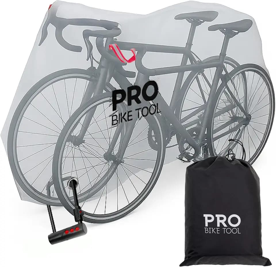PRO BIKE TOOL Bicycle Cover - Transparent PVC Waterproof Bag - Outdoor Kids Bike Cover - Protects from Weather, Dust & Rain - Ideal for Garage with Safety Loops & Bike Storage Bag - XXL