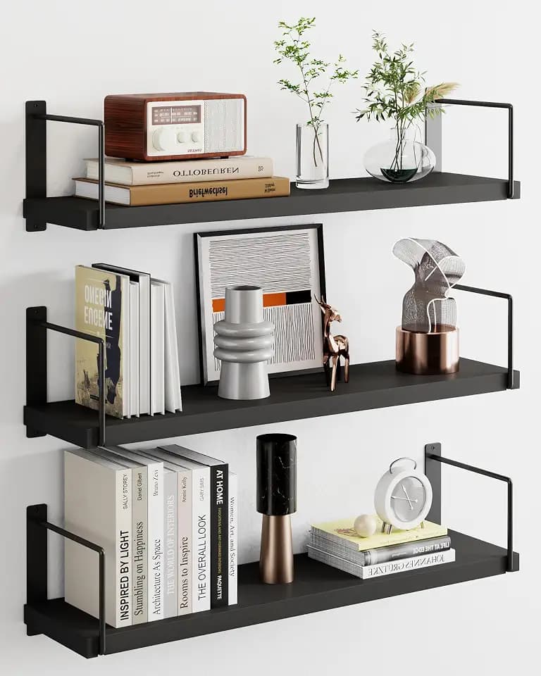 Floating Shelves, 24 In Bookshelves for Room Wall, Shelves on Wall (Black)