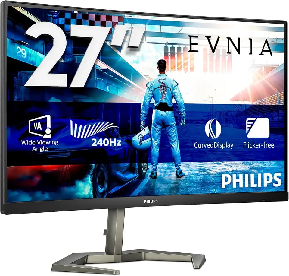 Philips Evnia 27M1C5200W - 27 Zoll FHD Curved Gaming Monitor, 240 Hz, 1 ms GtG, FreeSync Premium (1920x1080, HDMI, DisplayPort) grau