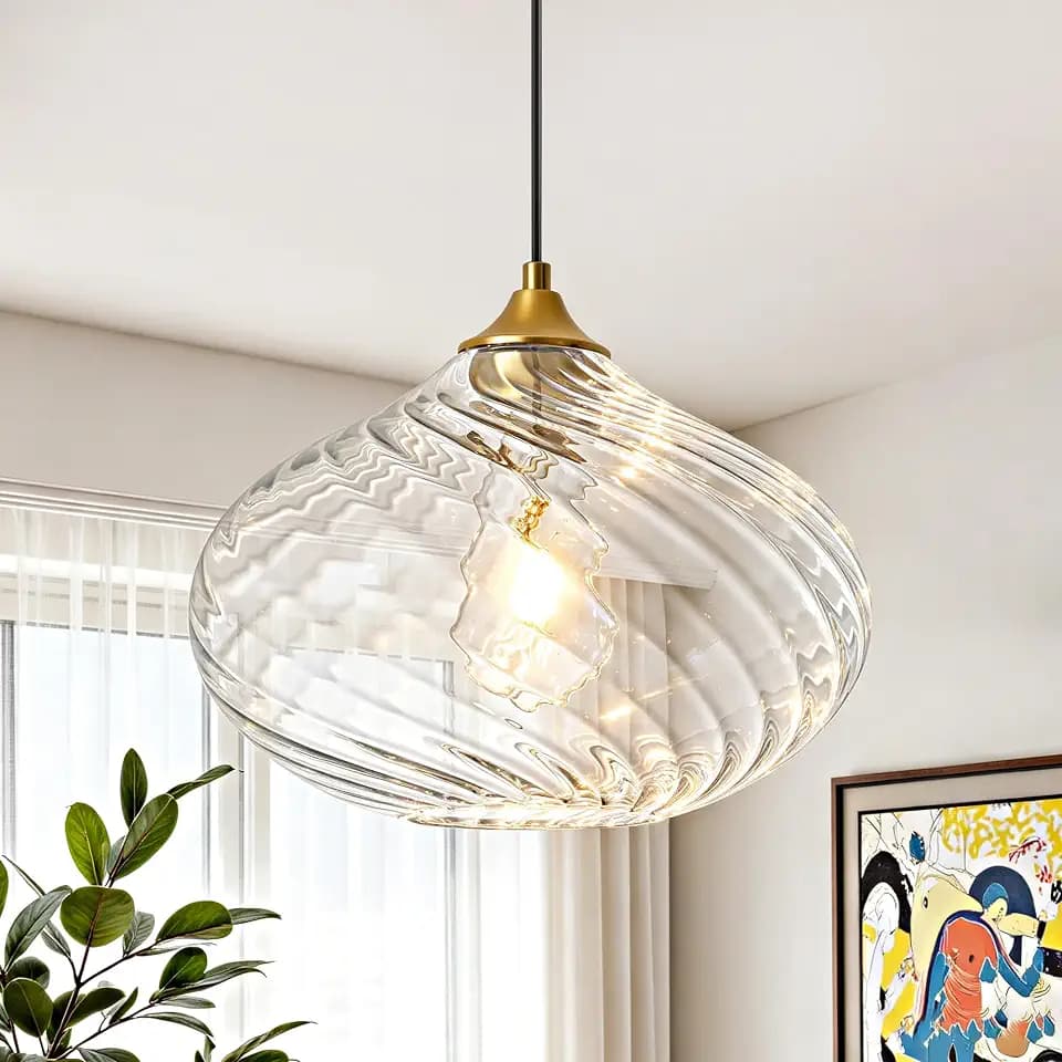 11in Gold Pendant Lights Kitchen Island with Clear Glass Shade 1Pack