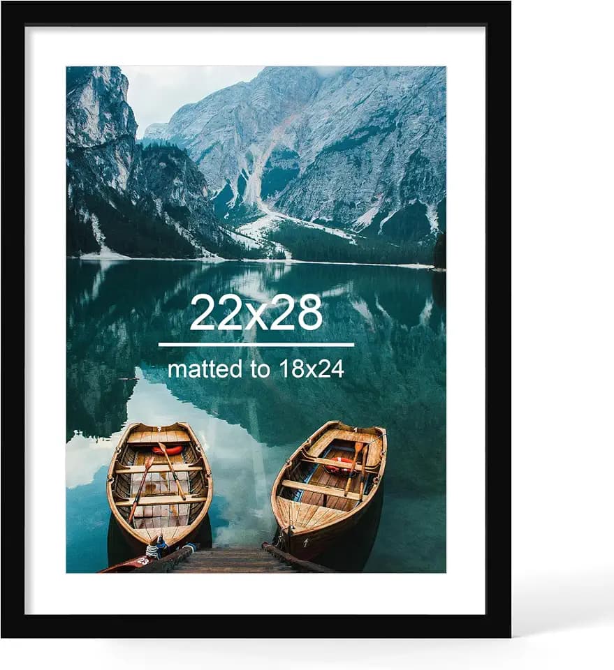 Hongkee 22x28 Picture Frame, Black Wood Style, Wall Mounting