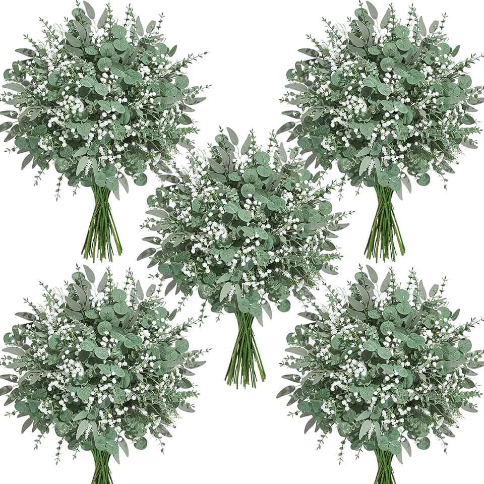 150Pcs Greenery Eucalyptus Stems &Baby Breath Artificial Flowers