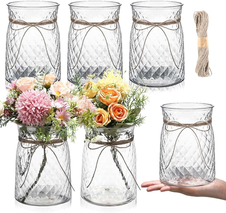 Bokon 6 Pcs 6.3x4.3 Plastic Bud Vases Bulk for Centerpieces for Wedding