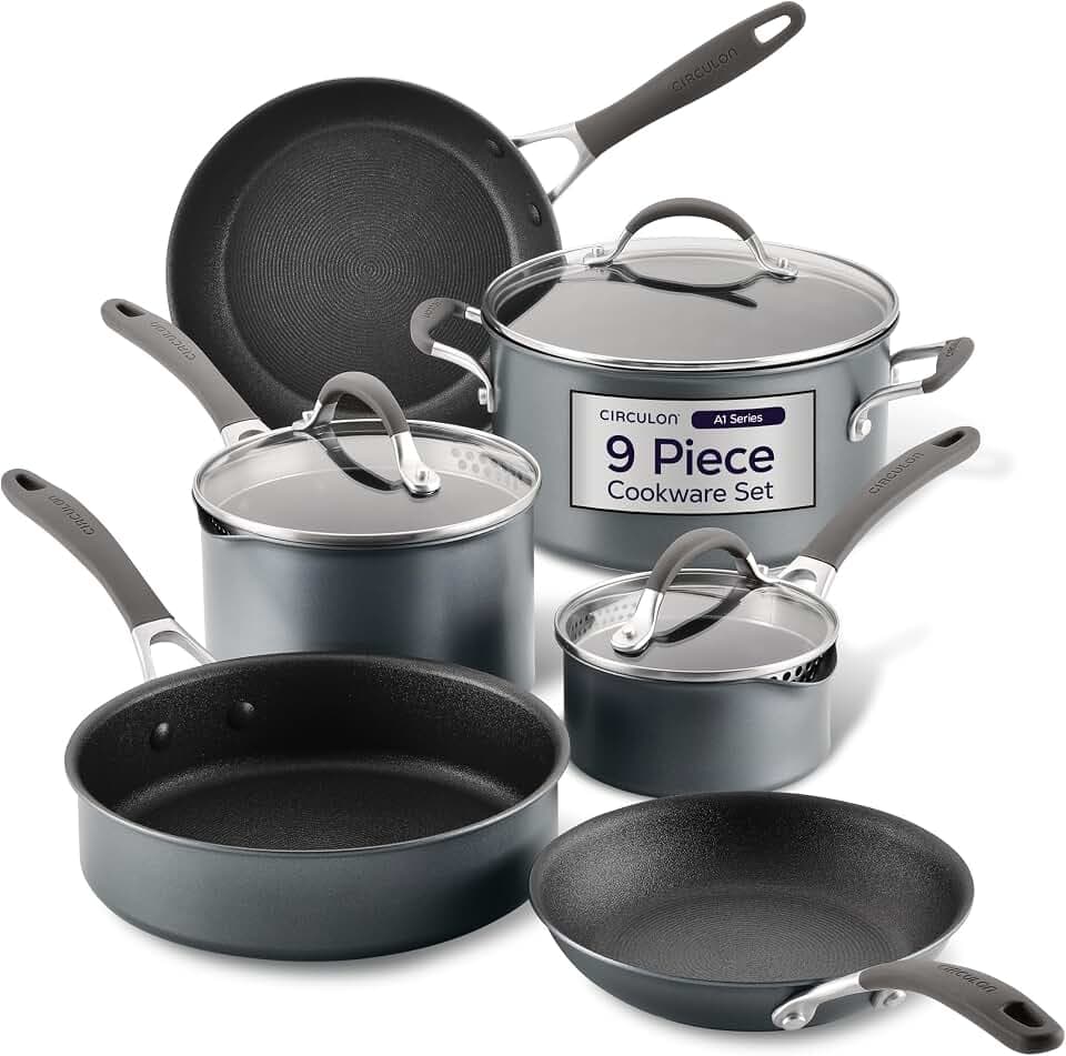 Circulon A1 Series Induction Pots and Pans Cookware Set, 9-Piece, Graphite