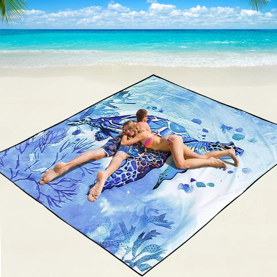 WIWIGO Beach Blanket Mat Waterproof Sandproof for 2-8 Adults Quick Drying