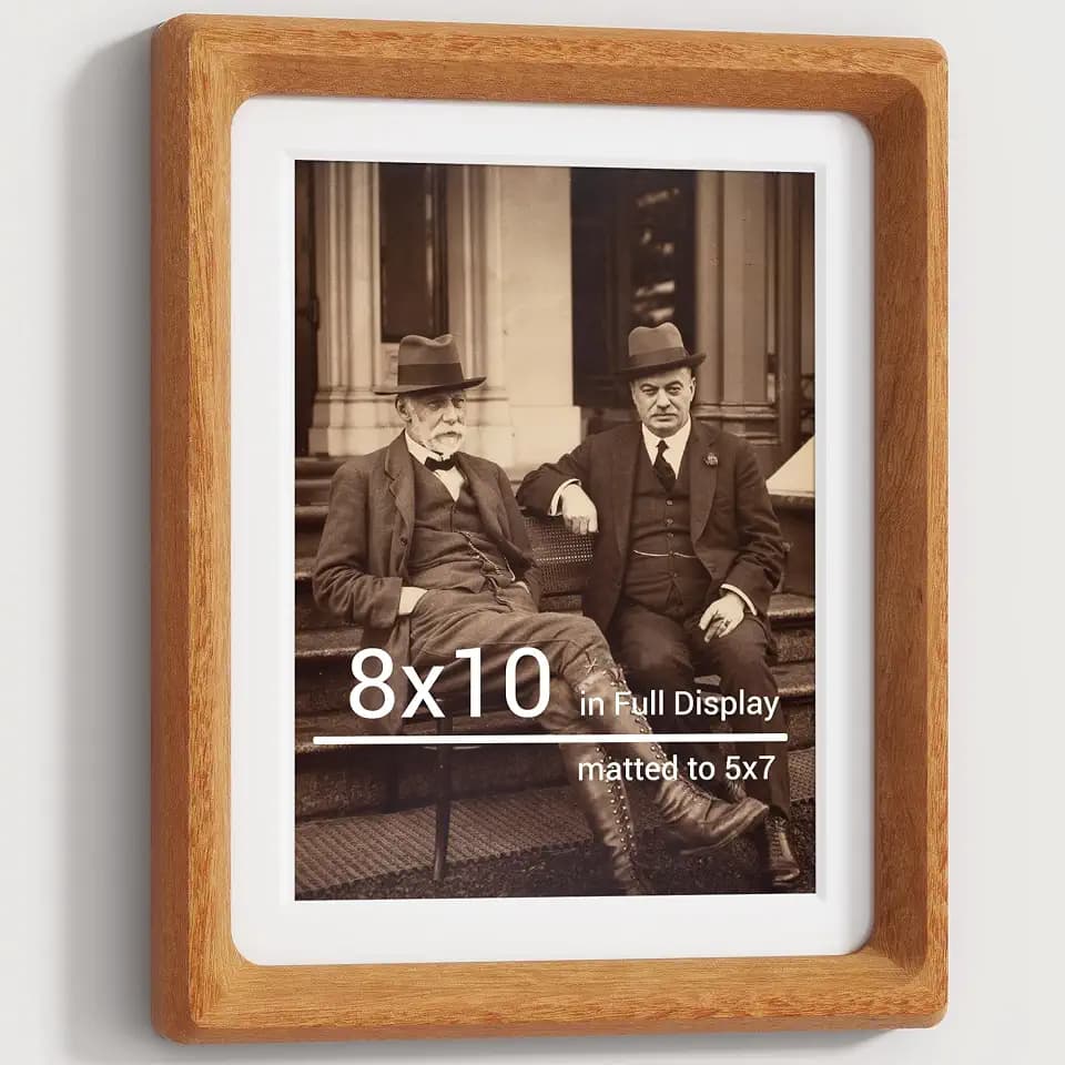 Heimlove 8x10 Picture Frames Natural Teak,Original Wood Hand Make Crafted Photo Frame with Mat to 5x7 Graduation Picture Display,Family Picture,Wedding Picture Tabletop & Wall Decoration