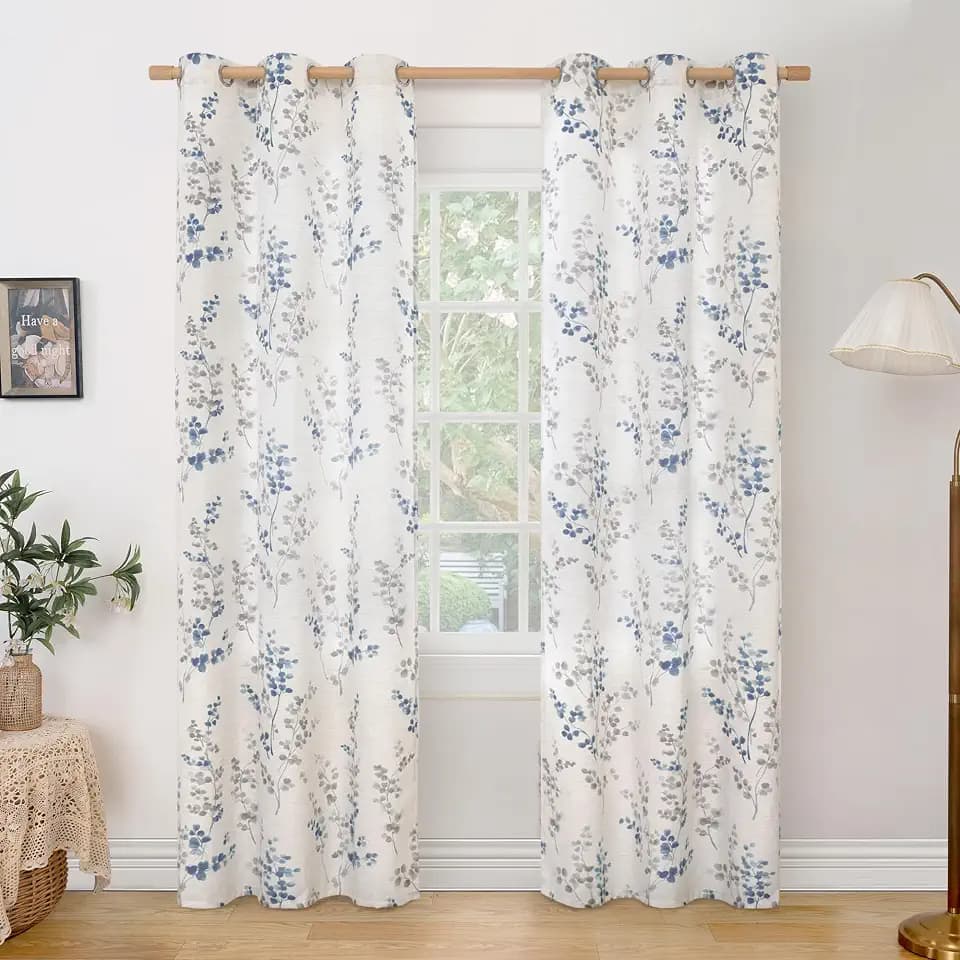 BGment Navy Linen Curtains for Living Room 84 Inch Length 2 Panels