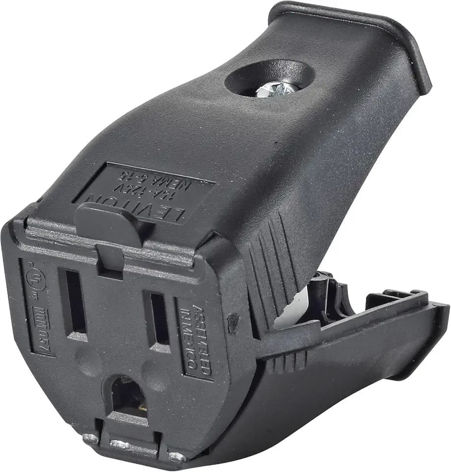 Leviton 2-Pole 3-Wire Grounding Cord Outlet, 3W102-E, Black