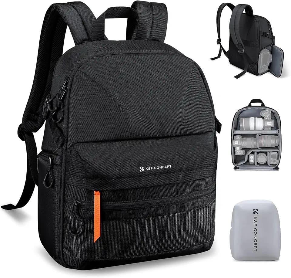 K&F CONCEPT Kamerarucksack Leichter Kameratasche mit Fach für 15,8" Laptops