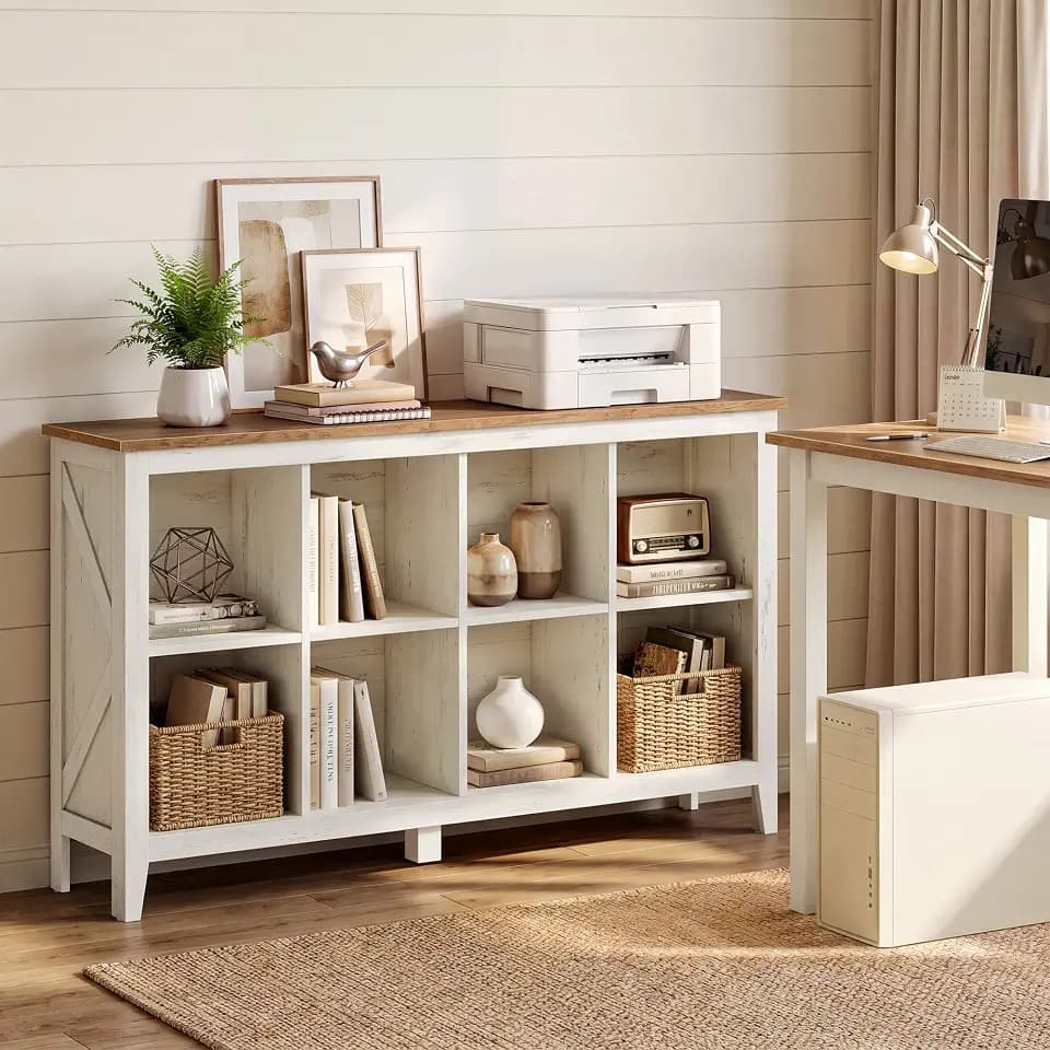 VASAGLE Farmhouse Bookshelf, 8-Cube Storage Organizer with Legs
