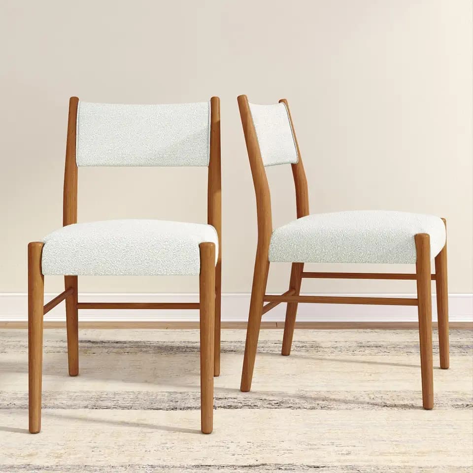 Plank+Beam Brio Dining Chair, Set of 2, Pecan/Ivory