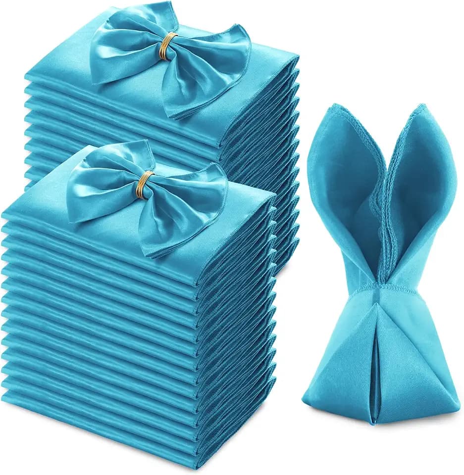 MILVOWOC 72 Pack Square Teal Satin Napkins 20 x 20 Inch