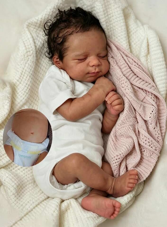 Zero Pam Black Reborn Baby Dolls Full Body, 18 in Realistic Baby Doll, African American Babys Boy, Real Looking Babys Doll, Black Reborn Dolls with Accessories