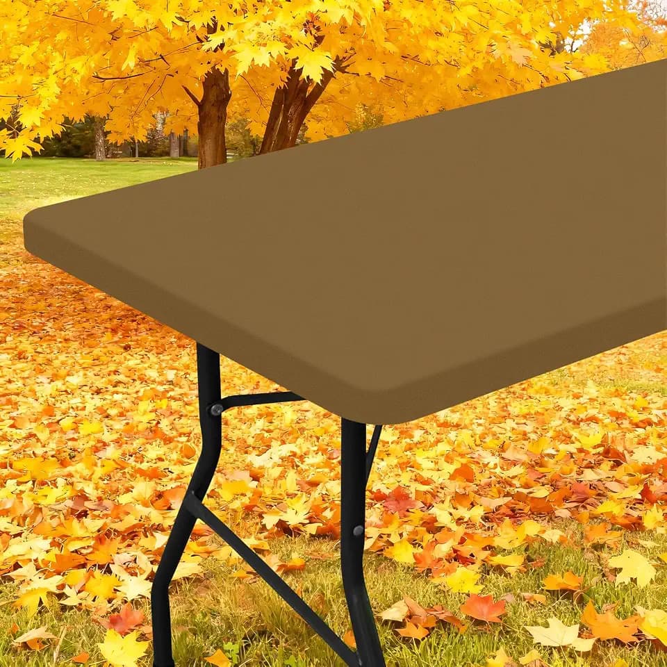 Smiry Elastic Fitted Polyester Tablecloths for 8 Foot Rectangle Tables