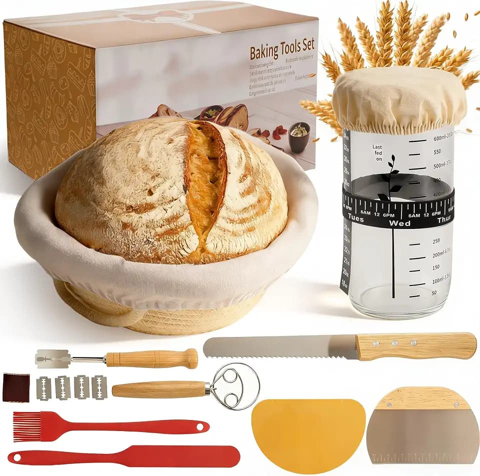 Sourdough Starter Kit, Breathable Cotton Basket, Machine Washable