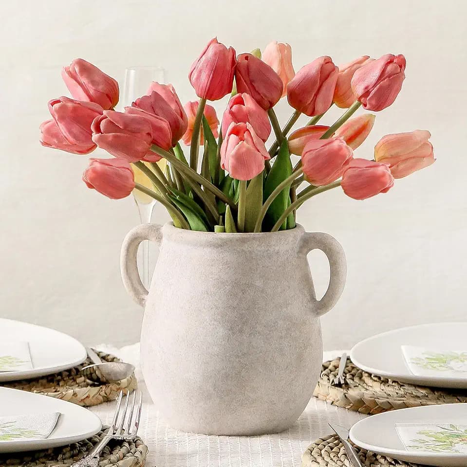 Vanselia Ceramic Flower Vase Home Table Decor Living Room Farmhouse 7.1 in
