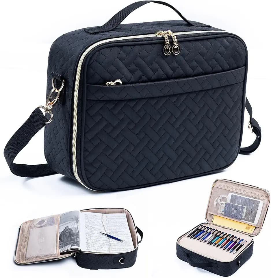 Bible Cover for Women, Large Bible Case with Handles, Bible Bag & Organizer