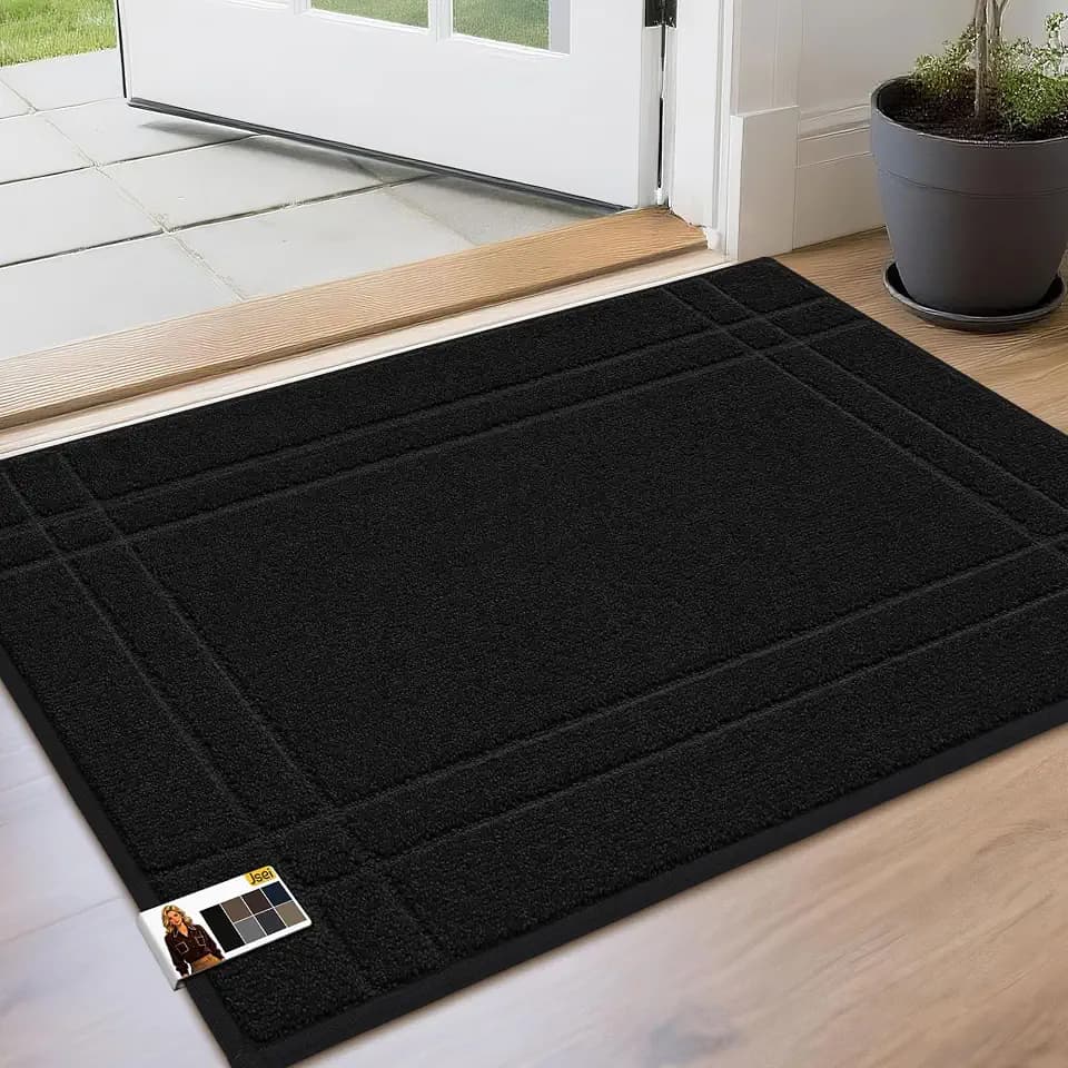 JSEI Door Mat for Entrance 24"x36", Dirt Trapper Doormat, Black