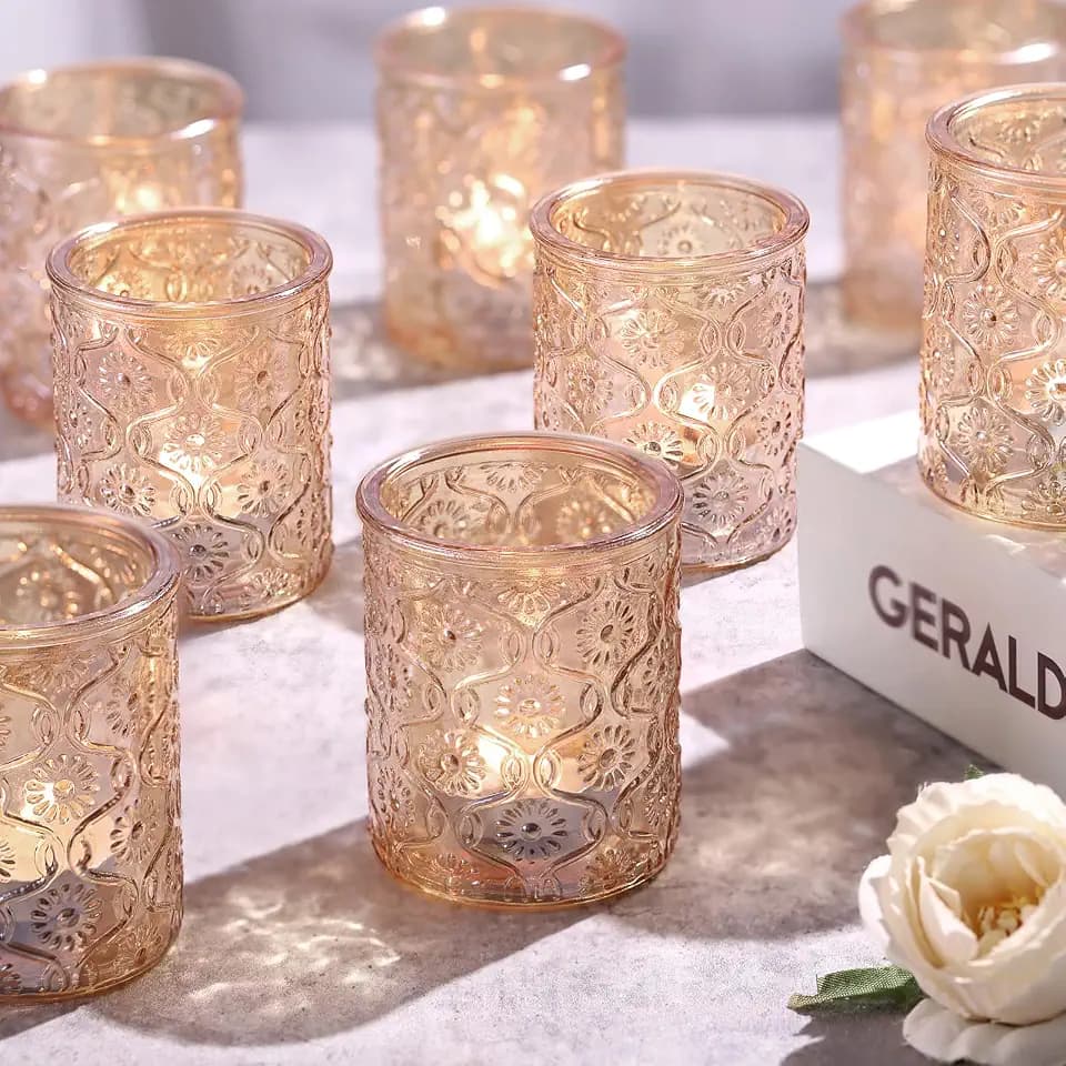 Volens 24pcs Gold Votive Candle Holders for Table Centerpiece, 2.16"x2.65"H