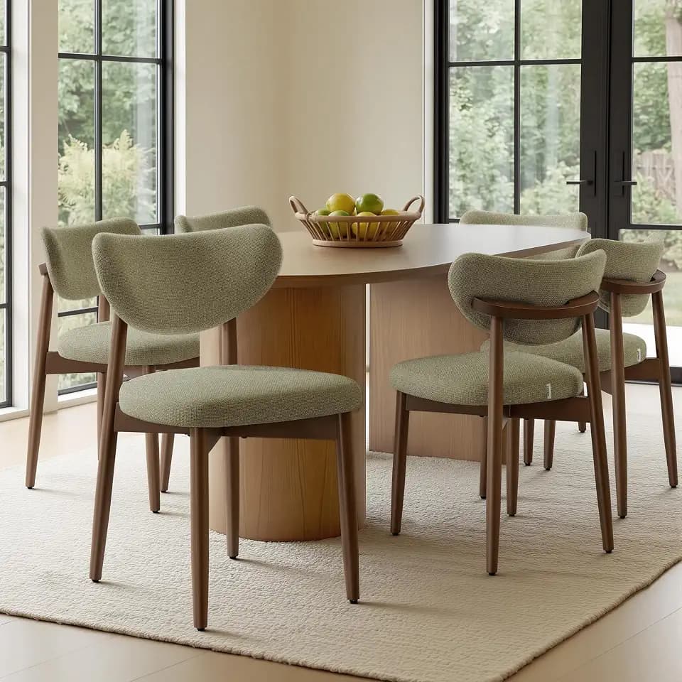 VASAGLE Wooden Dining Chairs Set of 6, Upholstered Kitchen Chairs
