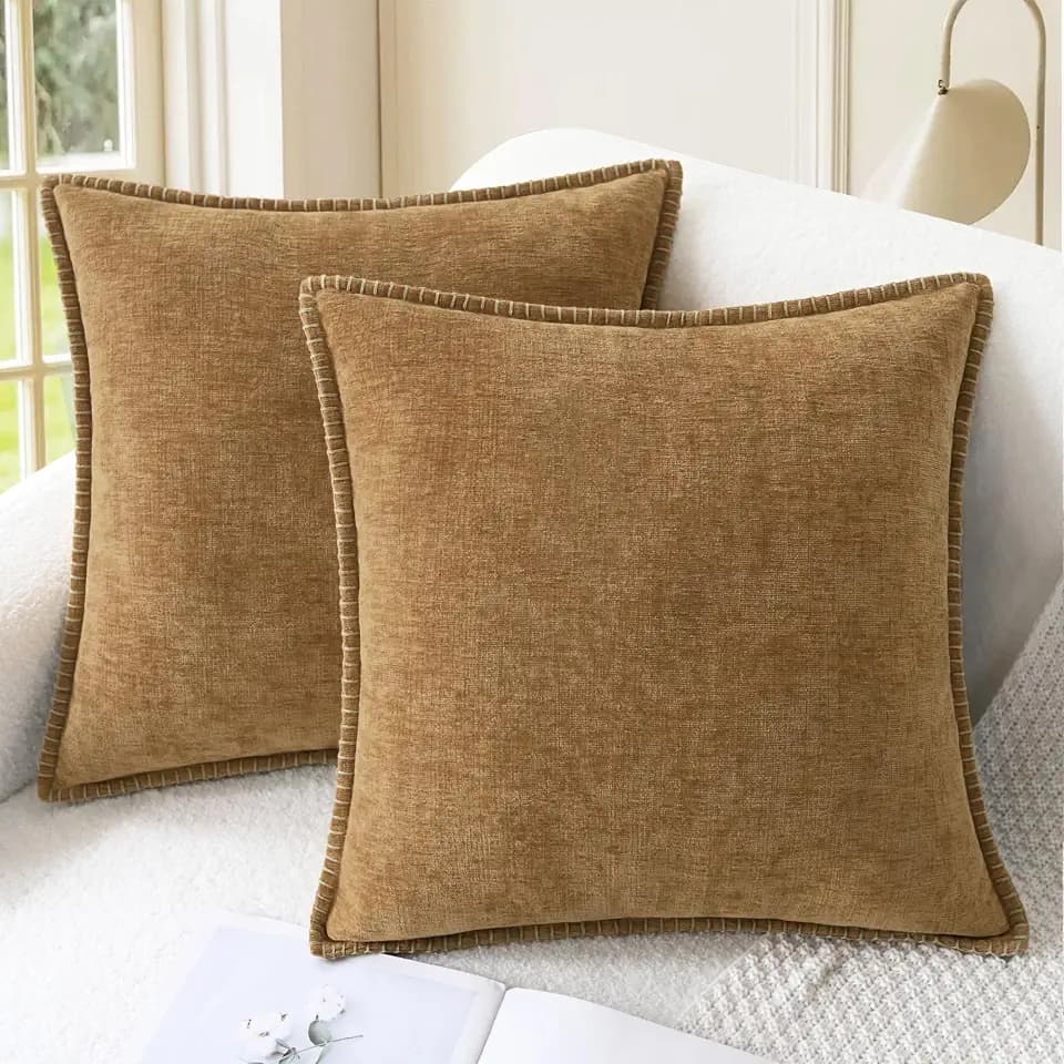 CaliTime Decorative Couch Throw Pillow Covers 22 X 22 Inches Apricot Brown