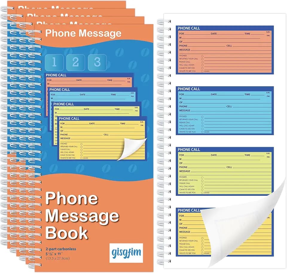 gisgfim 4 Pack Spiral Bound Phone Message Book With Carbon Copy