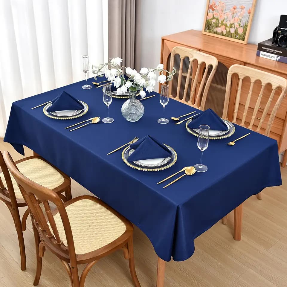 Navy Blue Rectangle Tablecloth, 36X55 Inch, Stain and Wrinkle Resistant Machine Washable Polyester Table Cloth, Fabric Coffee Table Cover for Dining Buffet Party and Outdoor Use