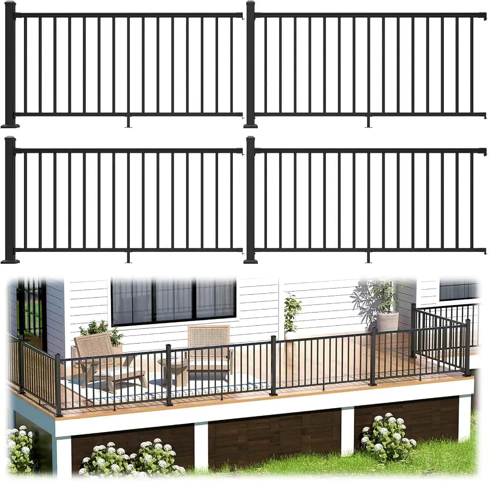 Egadis 4 Pack 36 in x 6 ft Modular Aluminum Porch and Deck Railing Kit