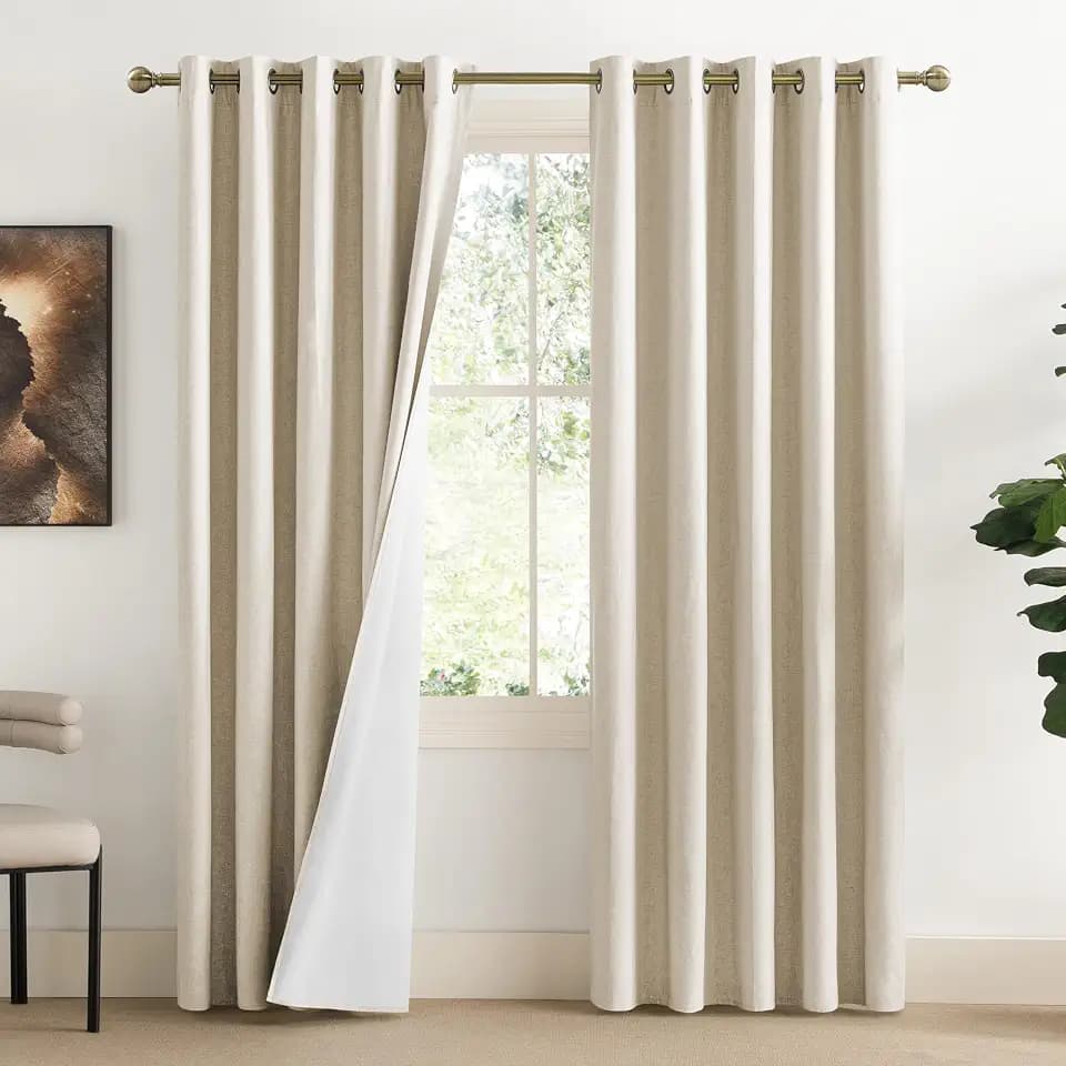 NICETOWN Beige Blackout Curtains for Office 62" Wide x 84" Long 2 Panels