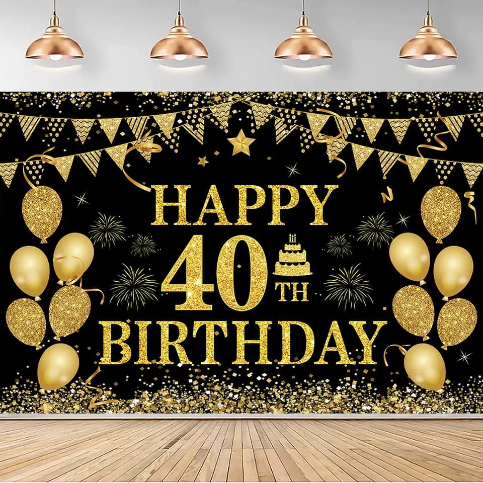 40th Birthday Decorations for Men Women Happy 40 Years Banner Backdrop