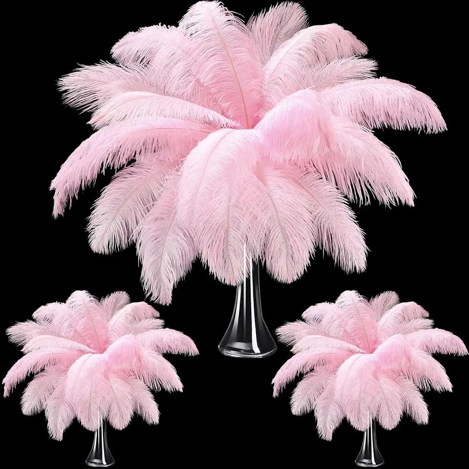 Maitys 90 Pcs Natural Ostrich Feathers Large Plumes,Pink