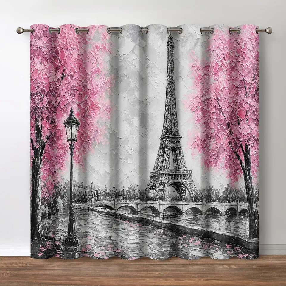 Jekeno Paris Eiffel Tower Window Blackout Curtain