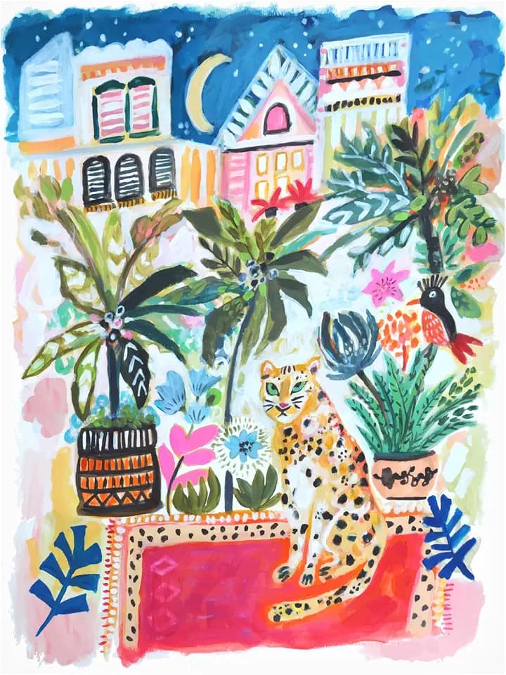 Trademark Fine Art Canvas Wall Art - Karen Fields 'Cheetah in the City II' Wall Art for Living Room, Bedroom, or Office Décor