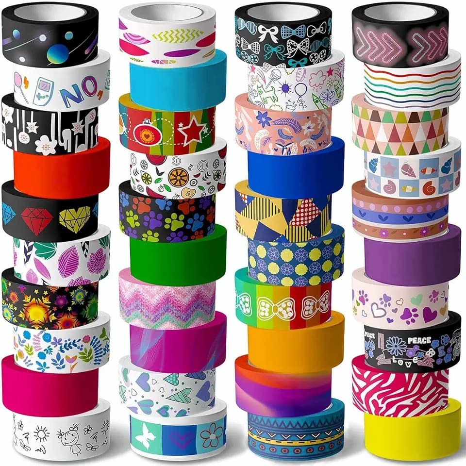 KUNMINGER 40 Rolls Washi Tape Set - 15 mm Wide Colored Decorative Tape for DIY Crafts, Junk Journal Supplies, Scrapbooking Supplies, Bullet Journals, Planners, Party Decorations