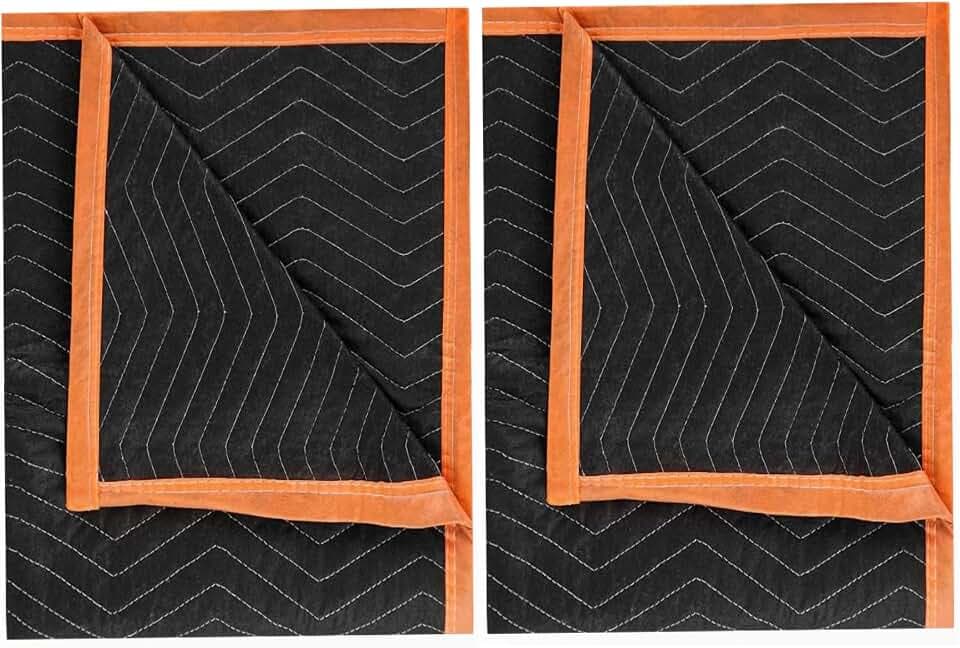 Large Moving Blankets 80 * 72in Heavy Duty Packing Blankets for Furniture Moving Shipping Wrapping Quilted Furniture Pads for Moving, Padded Mover Blankets (Black) 2pack