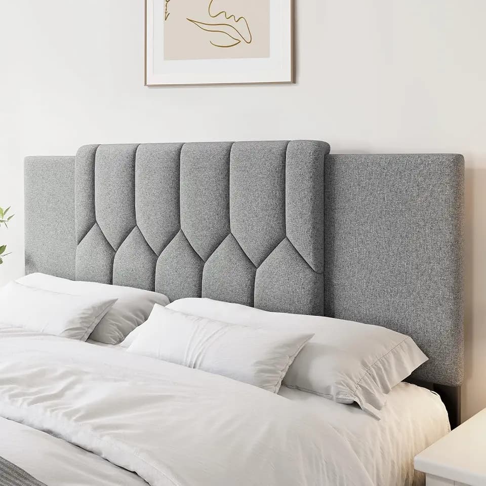 Upholstered Headboard Full/Queen/King Size,Adjustable Height & Width, Grey