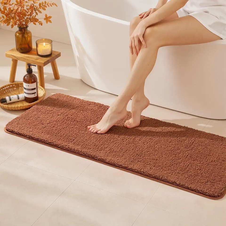 MIULEE Fall Burnt Orange Bathroom Runner Rug Soft Microfiber Bath Mat 24*70