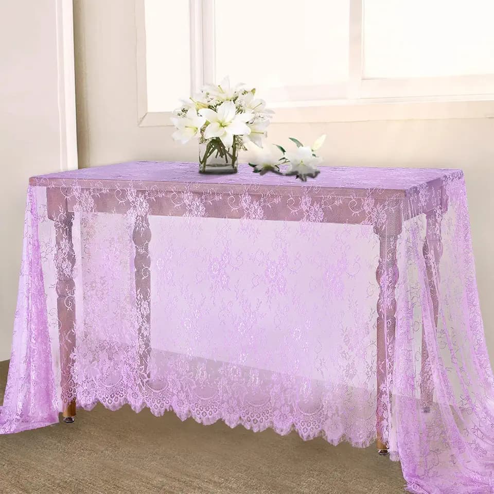 B-COOL Purple Vintage Lace Tablecloth Wedding Floral Table Cloth 60x120inch