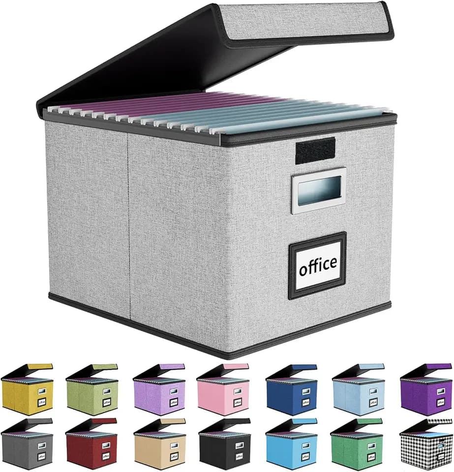File Organizer Box with Lids, Collapsible File Folder Organizer