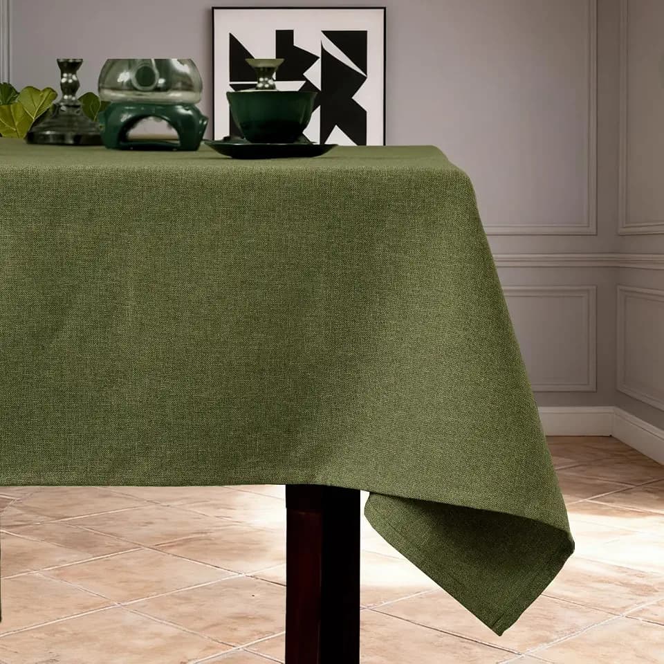 Olive Green Tablecloth Rectangular 55x95 Inch Waterproof Wipeable