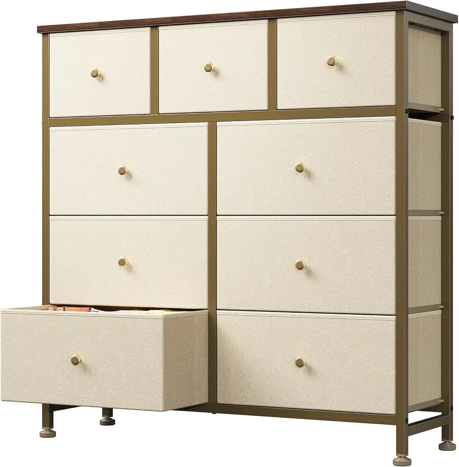 DUMOS 9 Drawer Dresser for Bedroom, Storage Organizer Chest of Drawers