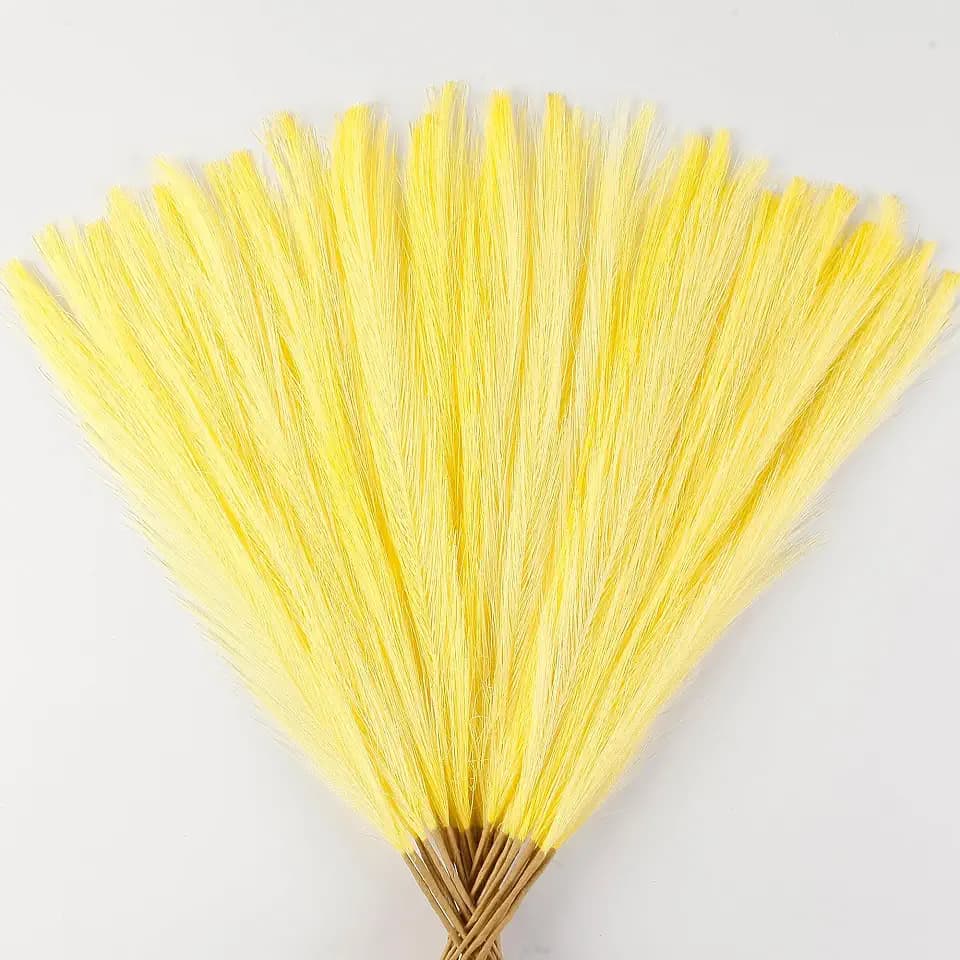 30PCS Yellow Faux Pampas Grass 17" for Vase Filer