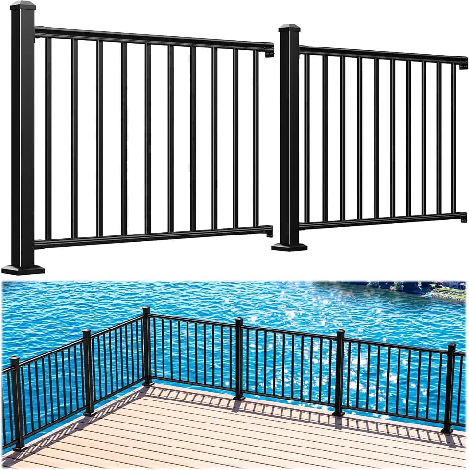 Egadis 2 Pack 36 in x 4 ft Modular Aluminum Porch and Deck Railing Kit