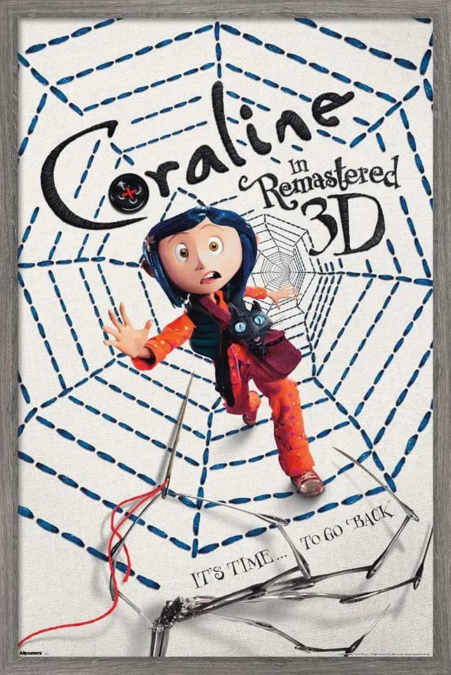 Trends International Coraline (2009) - Stitched Web One Sheet Wall Poster, 34L x 22.4W, Barnwood Framed Version