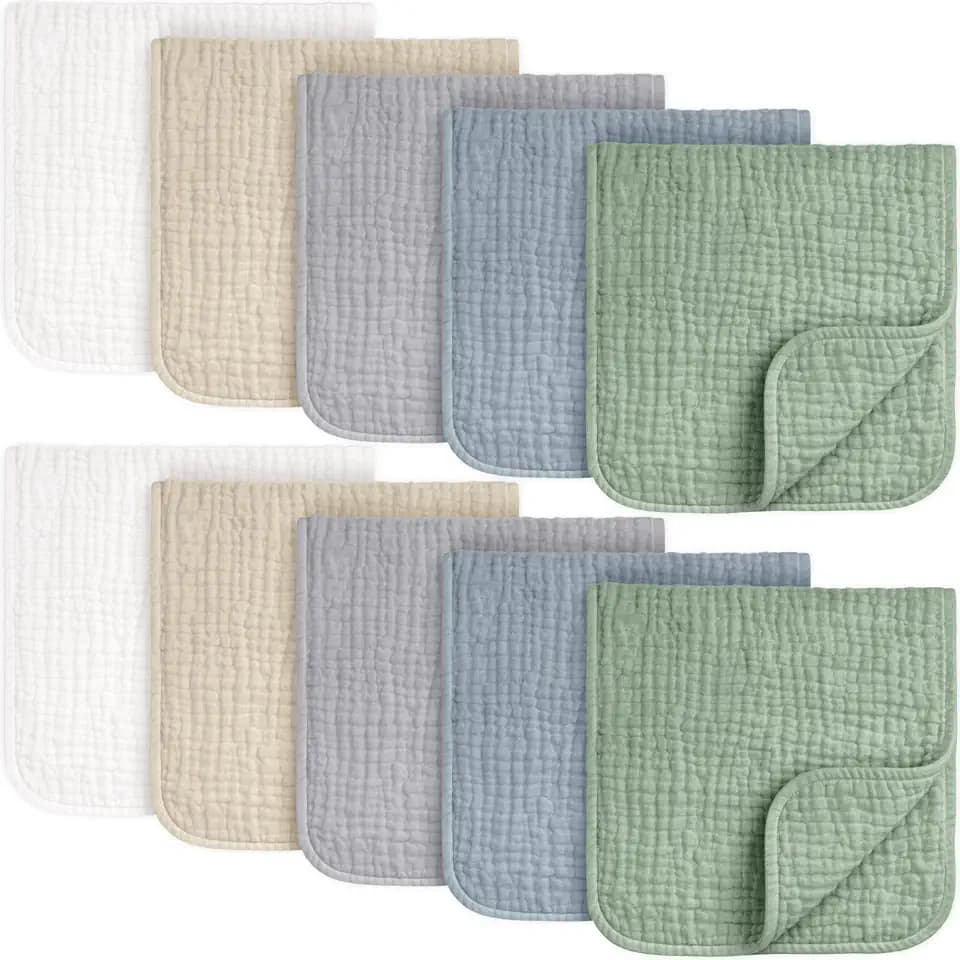KeaBabies Organic Muslin Burp Cloths Baby Boy, Girl, 10-Pack (Slate)