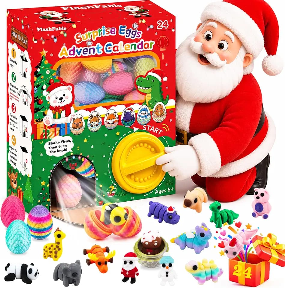 3D Printed Advent Calendar 2026, 24 Surprise Dragon Eggs with Mini Animals